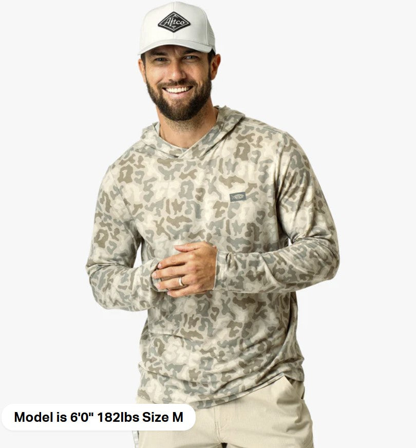 AFTCO Ocean Bound Printed UPF Hooded Performance Shirts