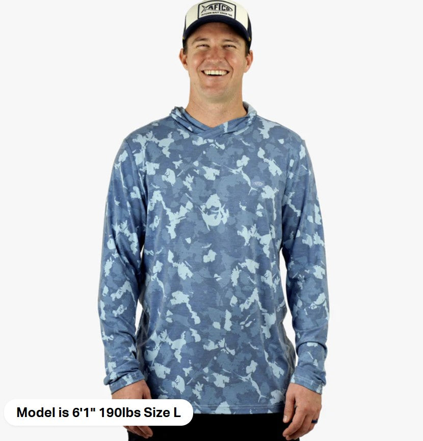 AFTCO Ocean Bound Printed UPF Hooded Performance Shirts