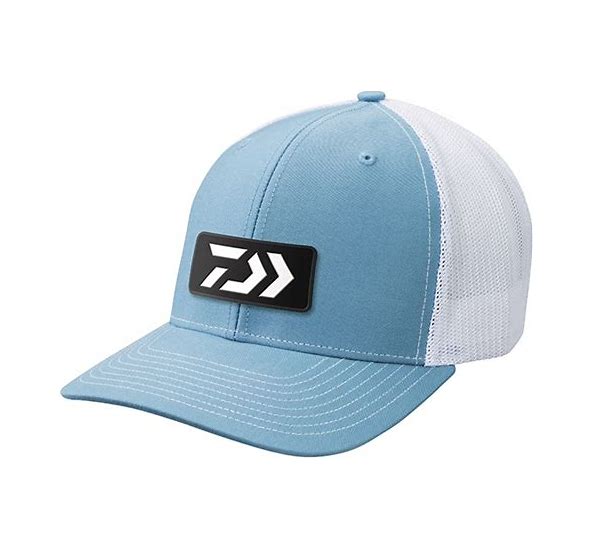 Daiwa D-Vec Rubber Patch Trucker Cap (Light Blue and White)