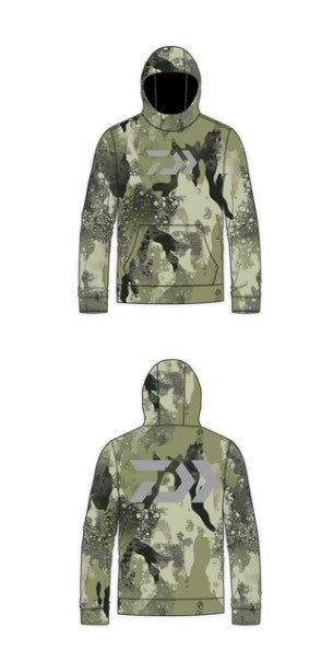 Daiwa D-Vec Grey Logo Woods Camo Fleece Hoodie