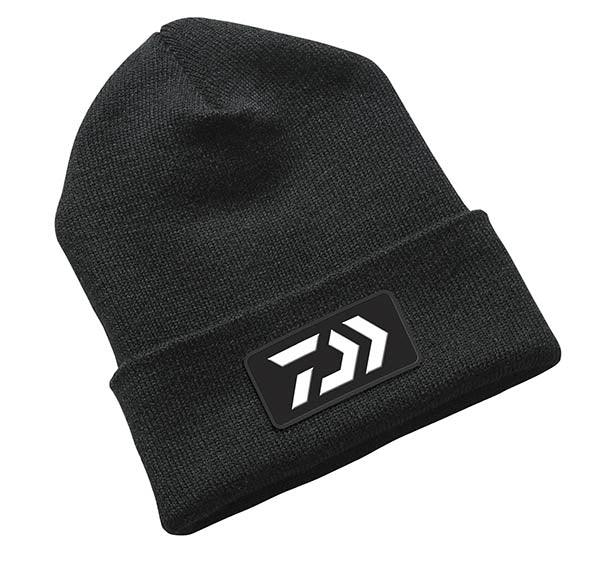 Daiwa D-Vec Knit Beanies w-Rubber Patch (Black) - The Tackle Trap