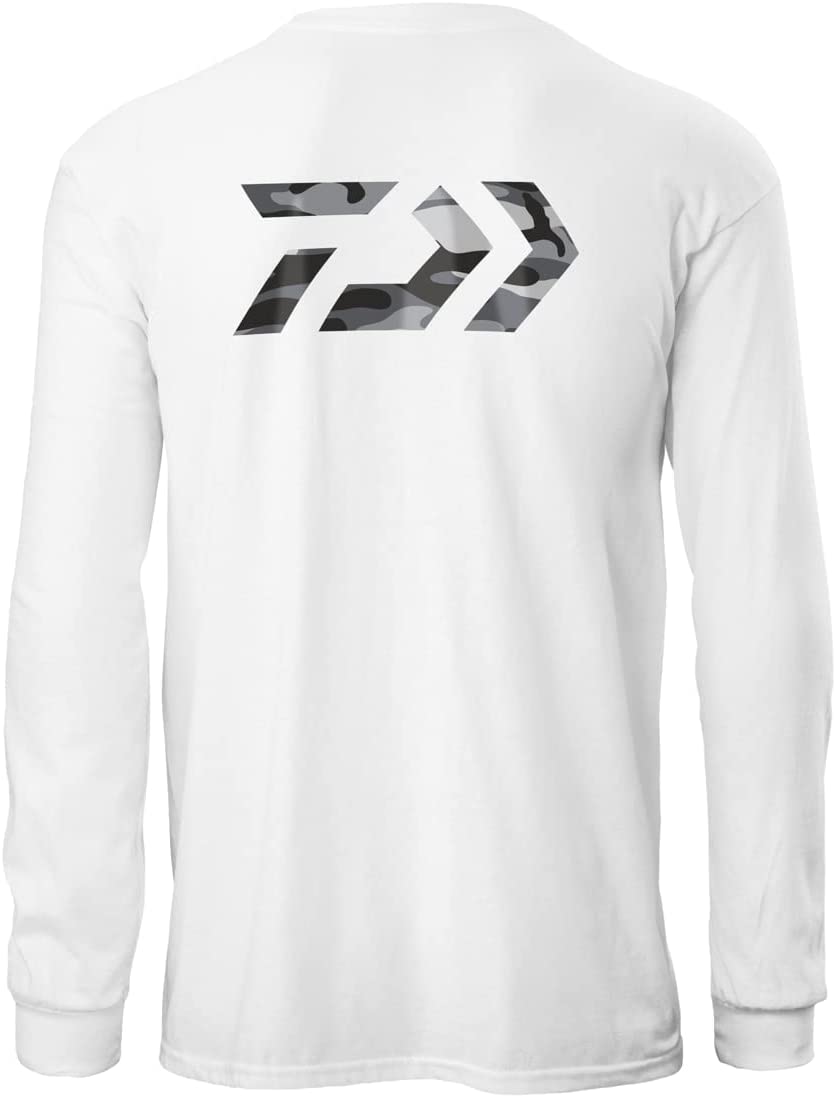 Daiwa D-VEC Gray Camo Print Long Sleeve T-Shirt White