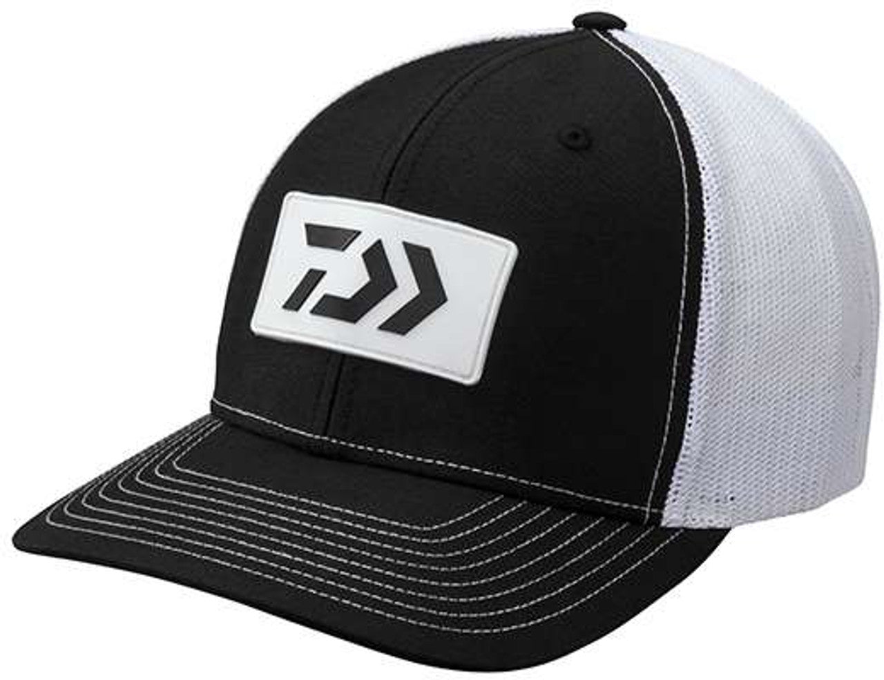 Daiwa D-Vec Embroidered Patch Trucker Cap (Black-White)